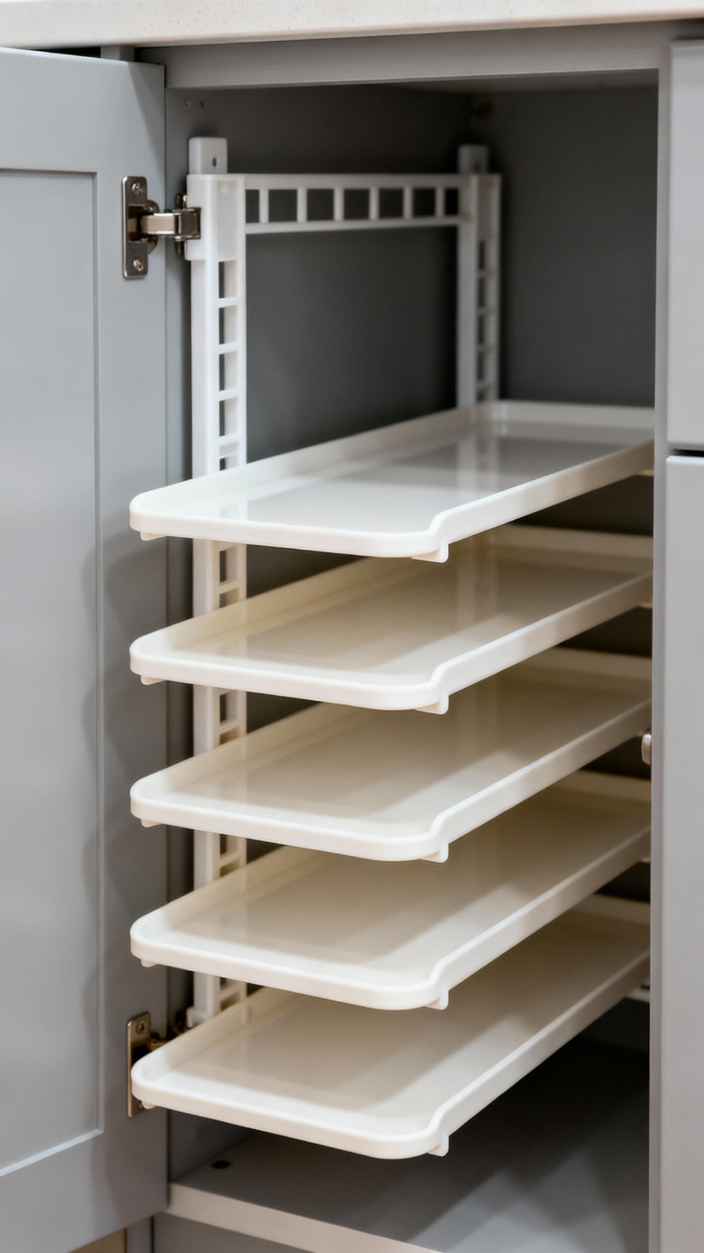 Inside cabinet door over-the-door rack with plastic boards